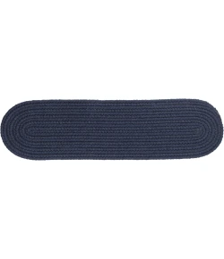 Rhody Solid Wool Navy S156 8 in. X 28 in. Stair Tread Braided Rug