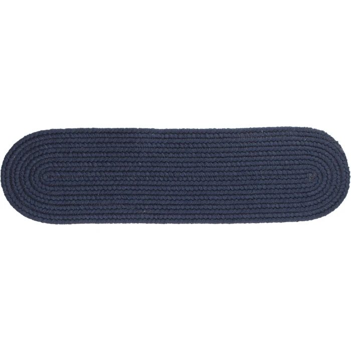 Rhody Solid Wool Navy S156 8 in. X 28 in. Stair Tread Rug
