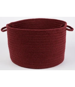 Rhody Solid Wool Red Wine S157 18 in. X 12 in. Basket Braided Rug