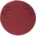 Rhody Solid Wool Red Wine S157 15 in. X 15 in. Chair Pad Set-of-4 Braided Rug