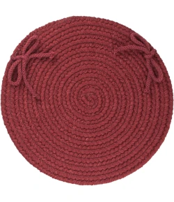 Rhody Solid Wool Red Wine S157 15 in. X 15 in. Chair Pad Braided Rug