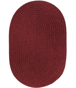 Rhody Solid Wool Red Wine S157 8 ft. X 11 ft. Oval Braided Rug
