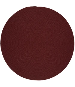 Rhody Solid Wool Red Wine S157 4 ft. X 4 ft. Round Braided Rug