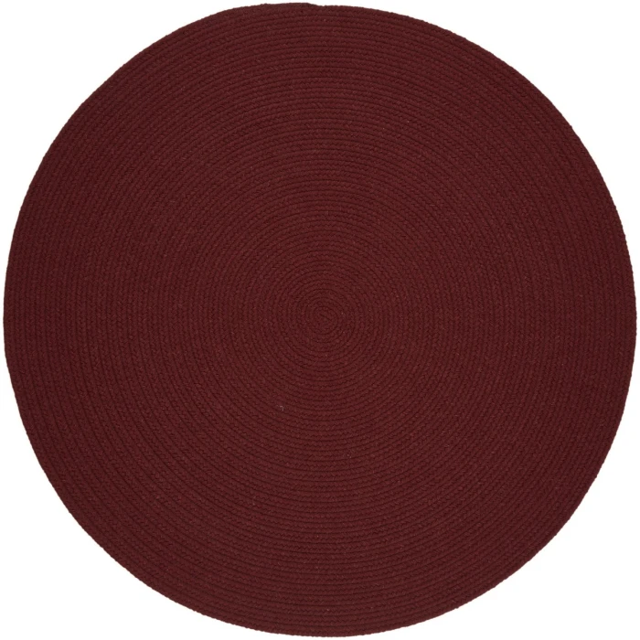 Rhody Solid Wool Red Wine S157 8 ft. X 8 ft. Round Rug