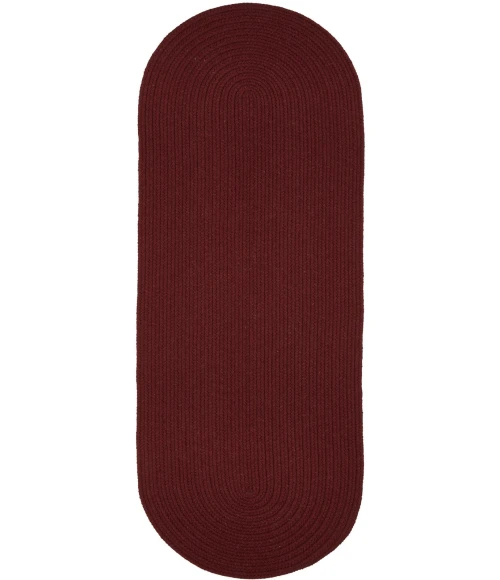 Rhody Solid Wool Red Wine S157 2 ft. X 6 ft. Oval Runner Rug
