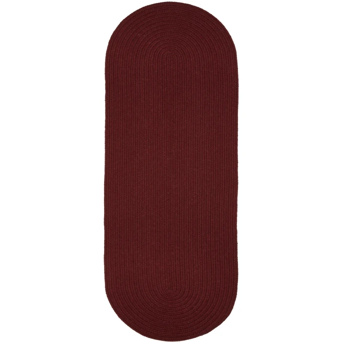 Rhody Solid Wool Red Wine S157 2 ft. X 4 ft. Oval Runner Rug