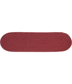 Rhody Solid Wool Red Wine S157 8 in. X 28 in. Stair Tread Set-of-13 Braided Rug