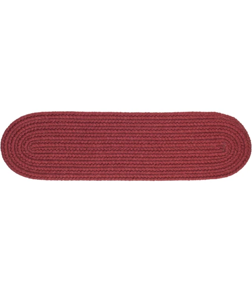 Rhody Solid Wool Red Wine S157 8 in. X 28 in. Stair Tread Set-of-13 Rug