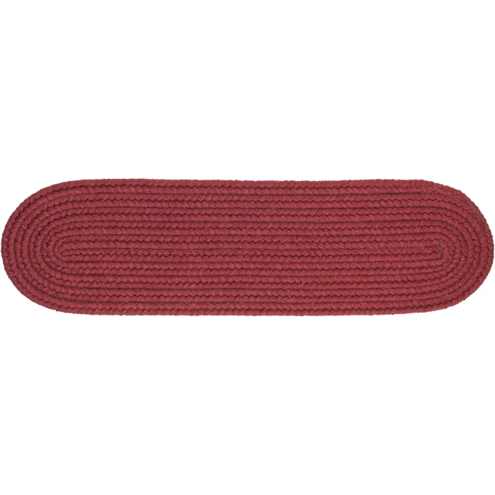 Rhody Solid Wool Red Wine S157 8 in. X 28 in. Stair Tread Rug