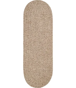 Rhody Sandi Oatmeal SA58 2 ft. X 8 ft. Oval Runner Braided Rug