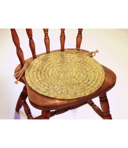 Rhody Sandi Oatmeal SA58 15 in. X 15 in. Chair Pad Set-of-4 Braided Rug
