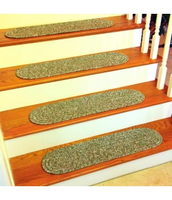 Rhody Sandi Bayleaf SA68 8 in. X 28 in. Stair Tread Set-of-4 Braided Rug