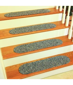 Rhody Sandi Denim SA98 8 in. X 28 in. Stair Tread Set-of-4 Braided Rug