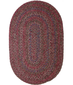 Rhody Sophia Burgundy Red SO45 8 ft. X 11 ft. Oval Braided Rug