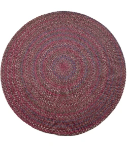 Rhody Sophia Burgundy Red SO45 4 ft. X 4 ft. Round Braided Rug