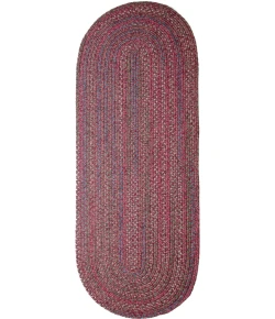 Rhody Sophia Burgundy Red SO45 2 ft. X 8 ft. Oval Runner Braided Rug