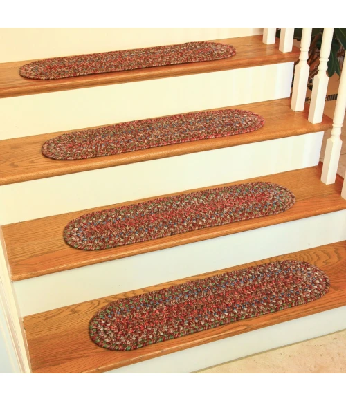 Rhody Sophia Burgundy Red SO45 8 in. X 28 in. Stair Tread Set-of-13 Rug