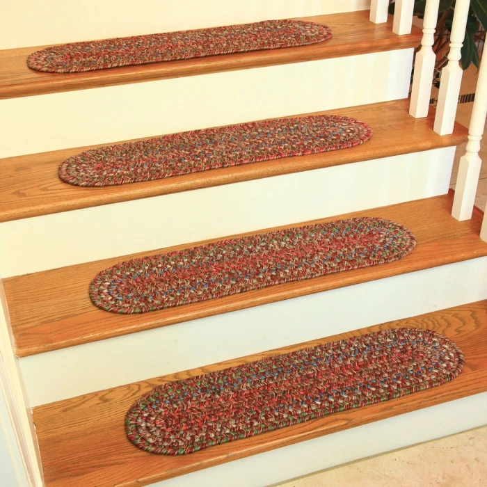 Rhody Sophia Burgundy Red SO45 8 in. X 28 in. Stair Tread Set-of-13 Rug