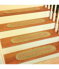 Rhody Sophia Sand Natural SO55 8 in. X 28 in. Stair Tread Set-of-13 Braided Rug