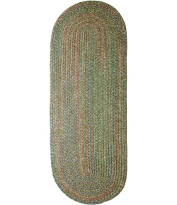 Rhody Sophia Moss Green SO65 2 ft. X 8 ft. Oval Runner Braided Rug