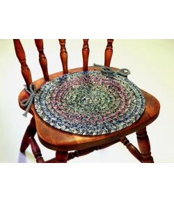 Rhody Sophia Graphite Gray SO85 15 in. X 15 in. Chair Pad Set-of-4 Braided Rug