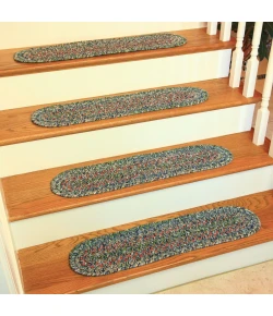 Rhody Sophia Graphite Gray SO85 8 in. X 28 in. Stair Tread Set-of-4 Braided Rug