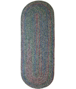 Rhody Sophia Denim Blue SO95 2 ft. X 8 ft. Oval Runner Braided Rug