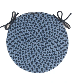 Rhody Twin River Blue Multi TR12 15 in. X 15 in. Chair Pad Set-of-4 Braided Rug