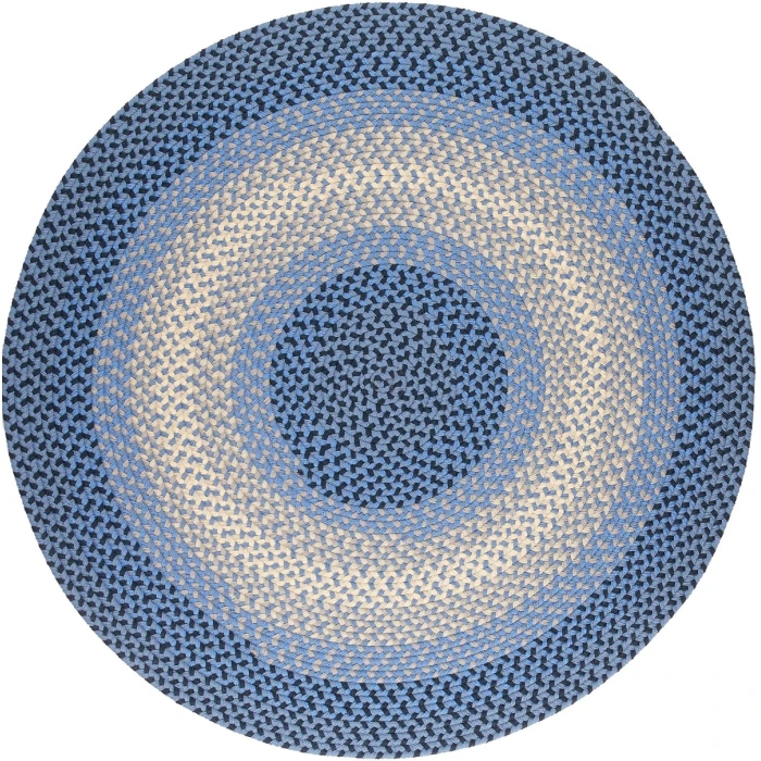 Rhody Twin River Blue Multi TR12 4 ft. X 4 ft. Round Rug