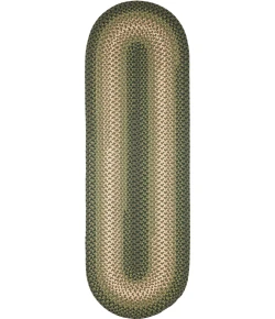 Rhody Twin River Green Multi TR22 2 ft. X 8 ft. Oval Runner Braided Rug