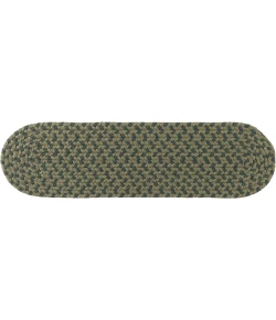 Rhody Twin River Green Multi TR22 8 in. X 28 in. Stair Tread Set-of-13 Braided Rug