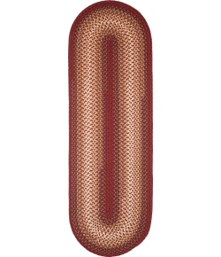 Rhody Twin River Red Multi TR42 2 ft. X 8 ft. Oval Runner Braided Rug