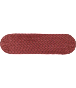 Rhody Twin River Red Multi TR42 8 in. X 28 in. Stair Tread Set-of-13 Braided Rug