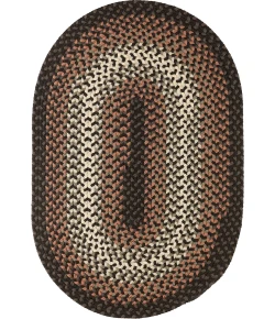 Rhody Twin River Black Multi TR82 8 ft. X 11 ft. Oval Braided Rug