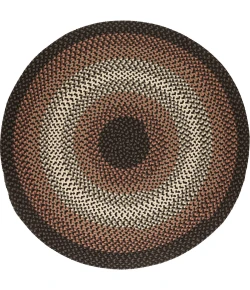 Rhody Twin River Black Multi TR82 4 ft. X 4 ft. Round Braided Rug