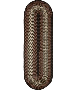 Rhody Twin River Black Multi TR82 2 ft. X 8 ft. Oval Runner Braided Rug