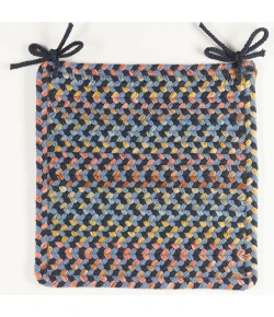 Rhody Woodstock Indigo WO11 15 in. X 15 in. Chair Pad Set-of-4 Braided Rug