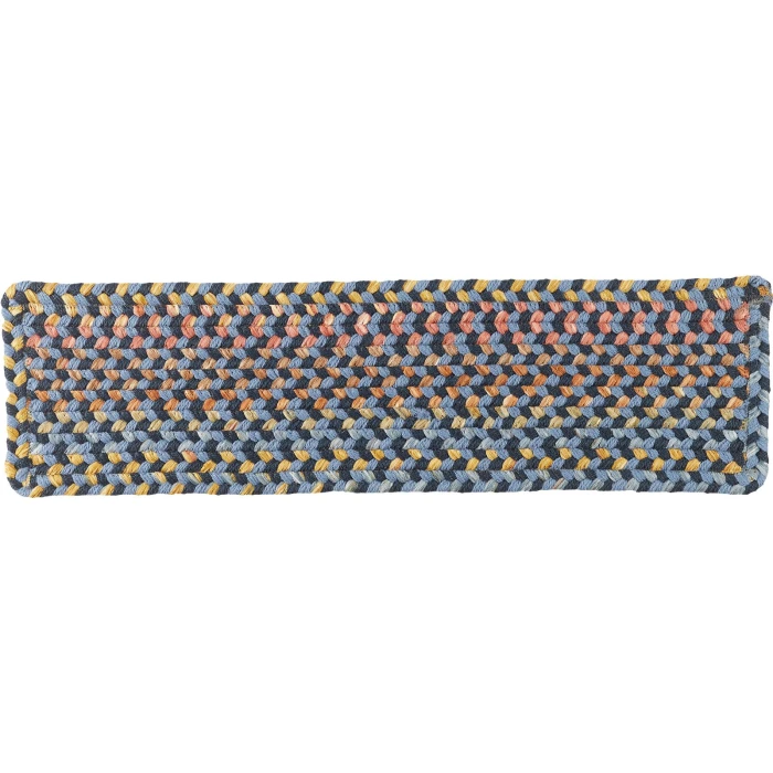 Rhody Woodstock Indigo WO11 8 in. X 28 in. Stair Tread Set-of-13 Rug