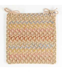 Rhody Woodstock Khaki WO51 15 in. X 15 in. Chair Pad Set-of-4 Braided Rug