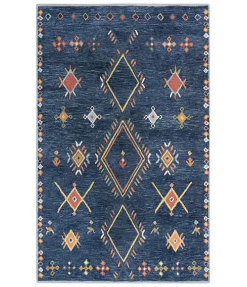 Rizzy Home Catawba Blue/Red A02102 5 ft. X 7 ft. 6 in. Rectangle Rug