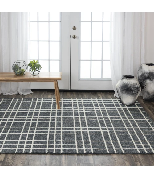 Rizzy Home Lofton Black and Gray A07104 7 ft. 9 in. X 9 ft. 9 in. Rectangle Rug
