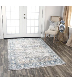 Rizzy Home Bristol BRS105 Beige / Blue Area Rug 3 ft. 11 in. X 5 ft. 6 in. Rectangle