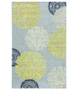 Rizzy Home Eden Harbor EH8639 Gray / Yellow Area Rug 5 ft. X 8 ft. Rectangle