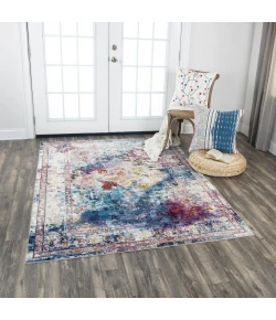 Rizzy Home Princeton PRI104 Cream / Blue Area Rug 7 ft. 6 in. X 9 ft. 5 in. Rectangle