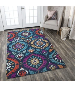 Rizzy Home Zingaro ZI770A D. Blue / Multi Area Rug 8 ft. X 10 ft. Rectangle