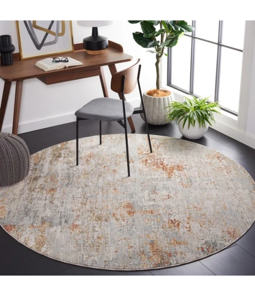 Safavieh Adrianna ADN200 Blue / Rust 6'-7" X 6'-7" Round Area Rug
