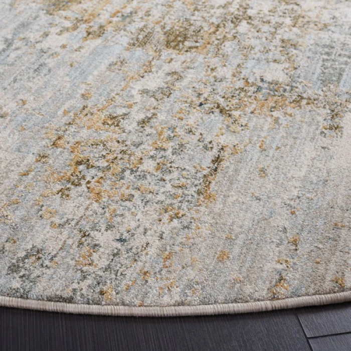 Safavieh Adrianna ADN200 Blue / Gold 6'-7" X 6'-7" Round Area Rug