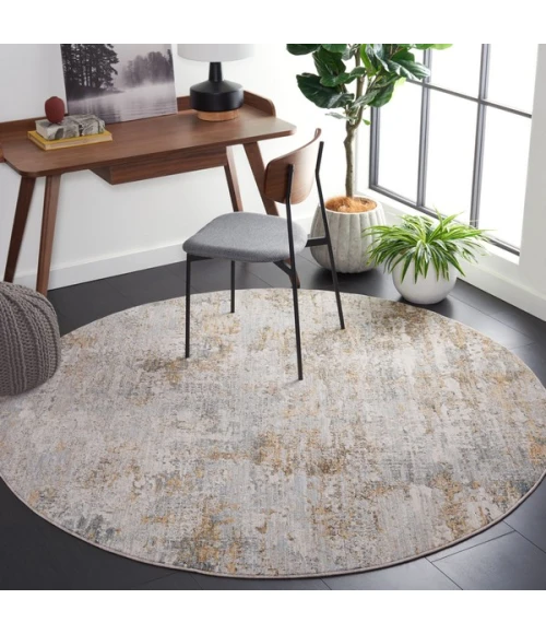 Safavieh Adrianna ADN200 Blue / Gold 6'-7" X 6'-7" Round Area Rug