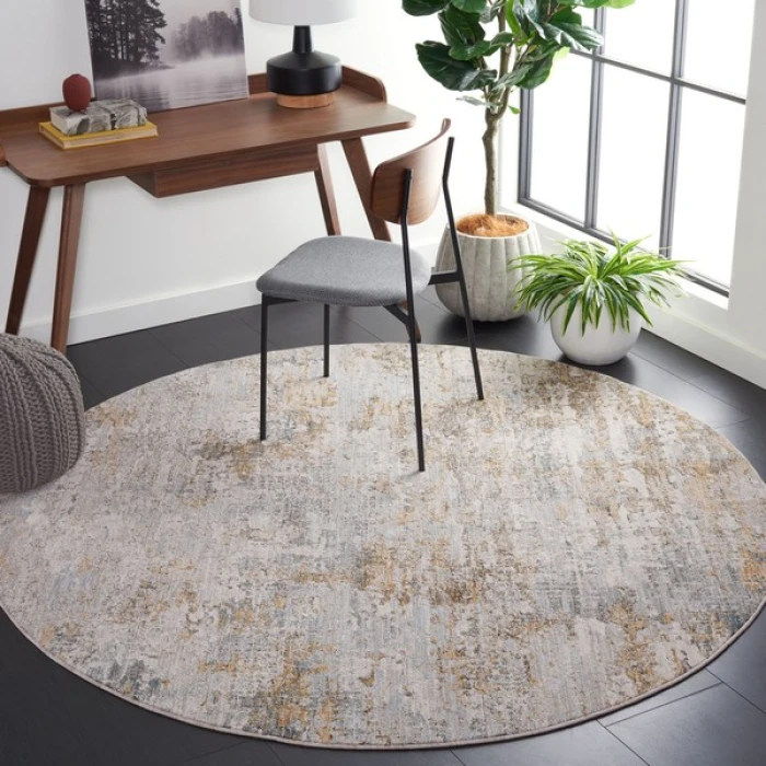 Safavieh Adrianna ADN200 Blue / Gold 6'-7" X 6'-7" Round Area Rug