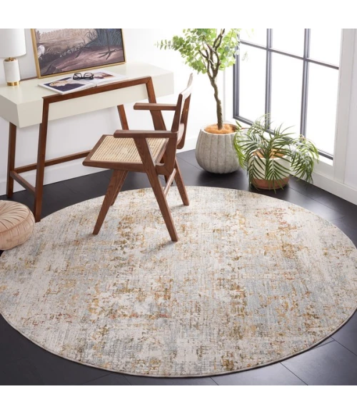 Safavieh Adrianna ADN202 Blue / Gold 6'-7" X 6'-7" Round Area Rug